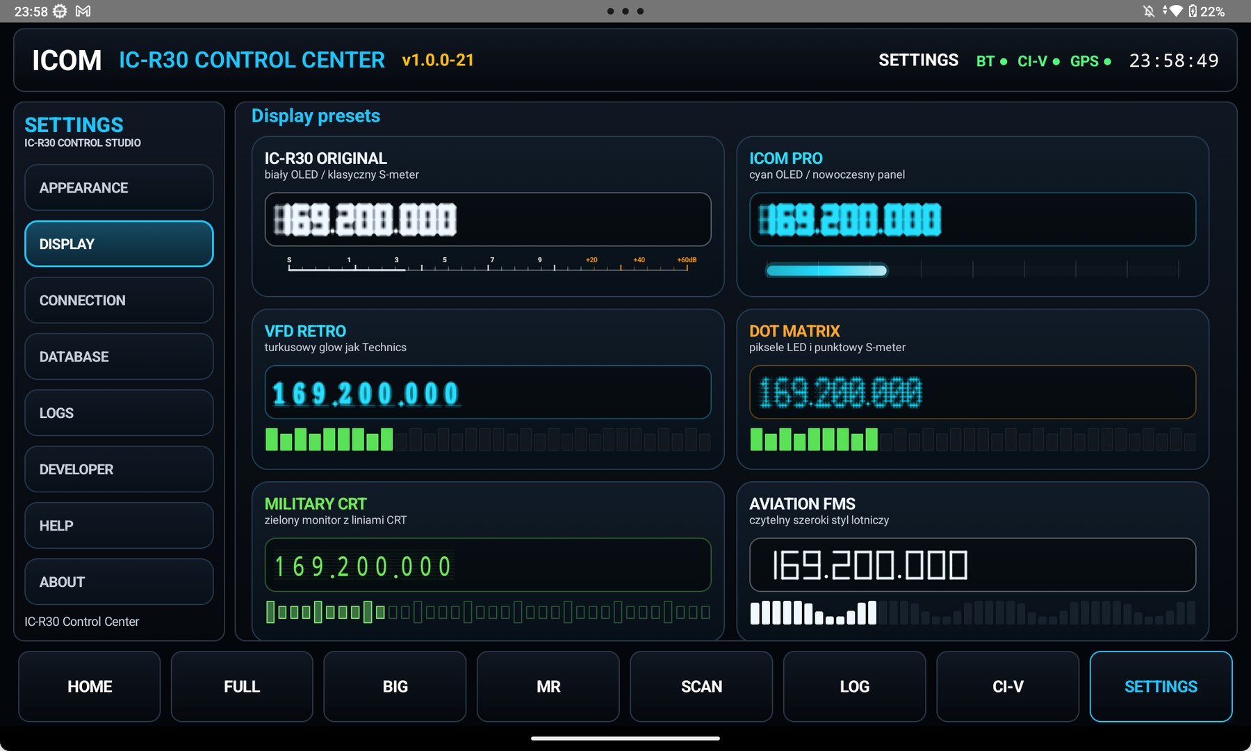 SETTINGS — presets
